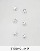 Asos Design Sterling Silver Pack Of 3 Ball Stud Earrings