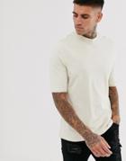 Asos Design Organic Smart Slim Fit T-shirt In Beige