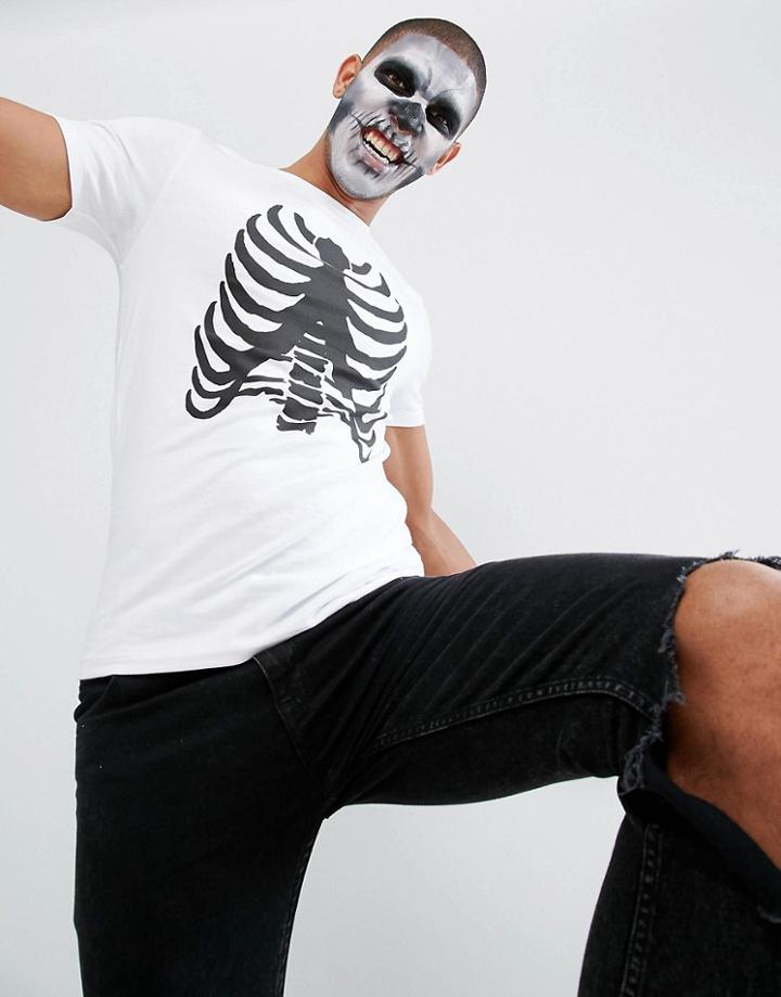 Asos Halloween Muscle T-shirt With Rib Cage Print - Black