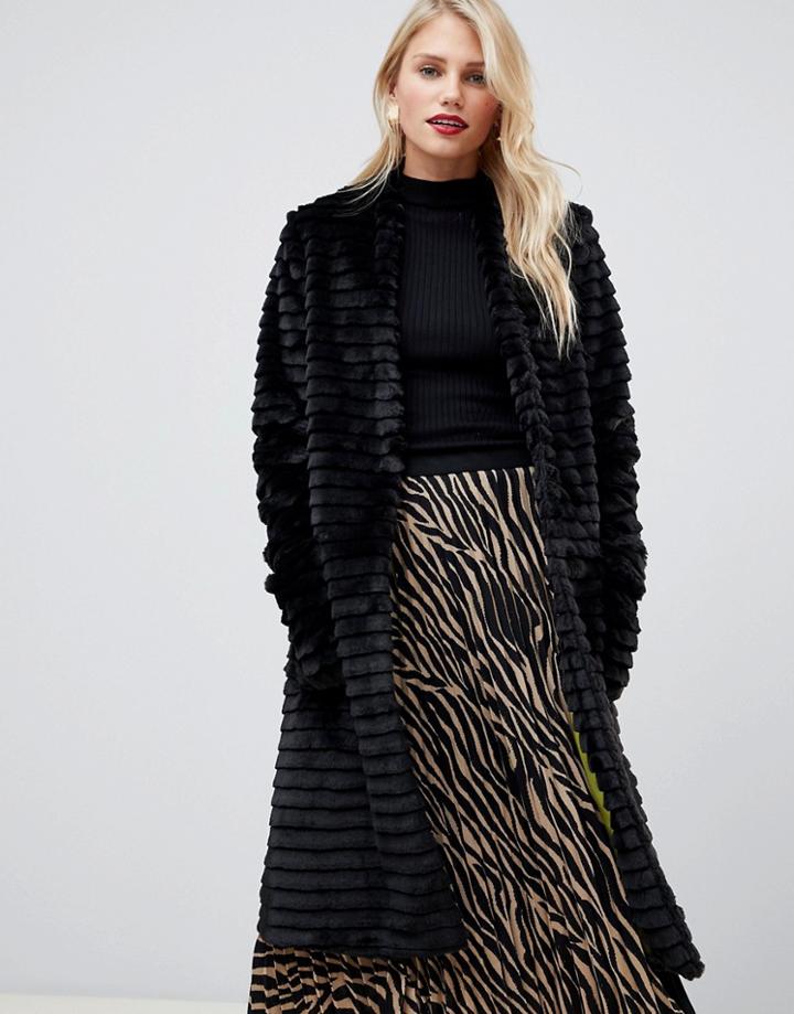 Helene Berman Suki Faux Fur Collarless Coat-black