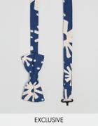 Reclaimed Vintage Abstract Floral Bow Tie Blue - Blue