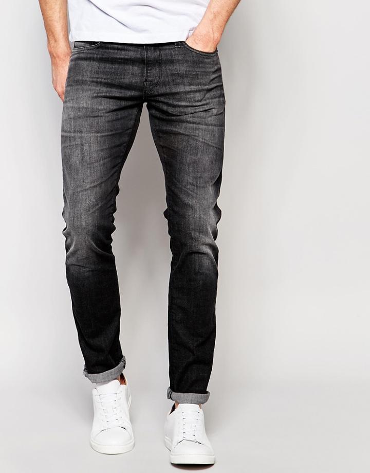 Selected Skinny Italian Washed Black Jeans - Black