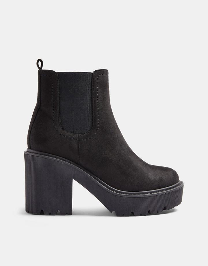 Topshop Chunky Heeled Chelsea Boots In Black