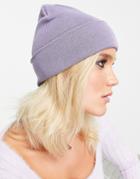 Asos Design Deep Turn Up Beanie Hat In Lilac - Purple