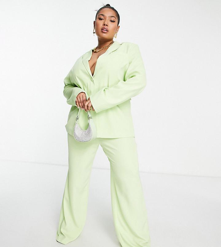 Extro & Vert Plus Oversized Blazer In Lime Green