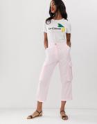 Asos Design Broderie Combat Pants - Pink