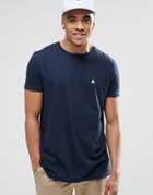 Asos Longline Logo T-shirt With Crew Neck In Navy - Navy