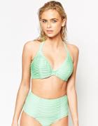 Asos Fuller Bust Mix And Match Pleated Hidden Underwired Bikini Top Dd-g - Freeze Green