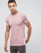 Asos Extreme Muscle Fit T-shirt With Crew Neck And Stretch In Pink - Pink