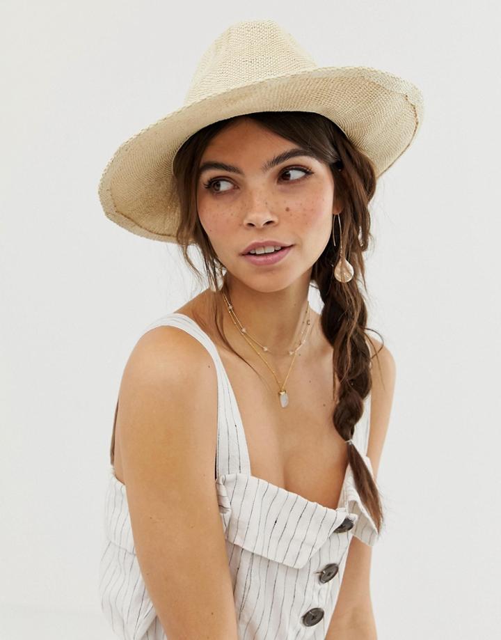 Asos Design Straw Fedora With Size Adjuster - Brown