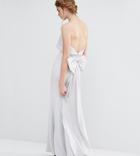 Jarlo Wedding Overlay Maxi Dress With Fishtail And Oversized Bow Back - Gray
