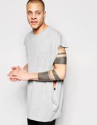 Asos Super Oversized Sleeveless T-shirt With Dropped Armhole In Gray - Gray Marl