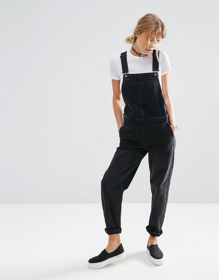 Asos Denim Overalls In Washed Black - Washed Black