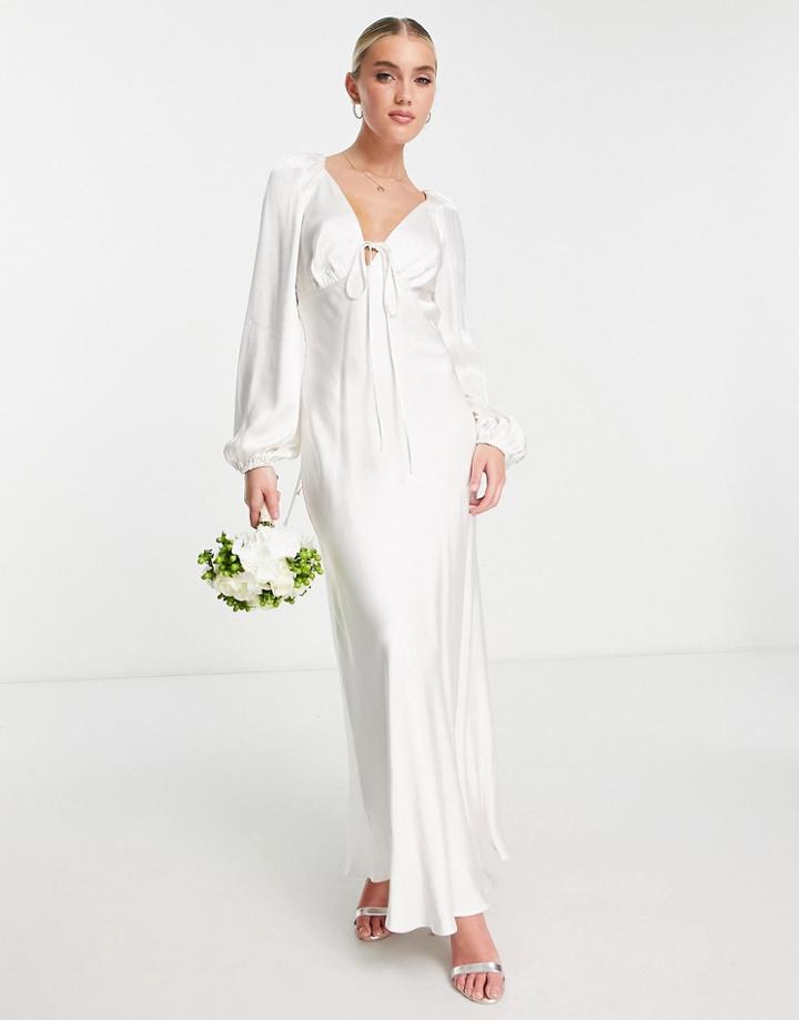 Ever New Cut Out Satin Midi Dress Ivory-white