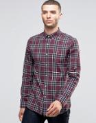 Farah Shirt In Plaid Cotton Slim Fit Red - Red
