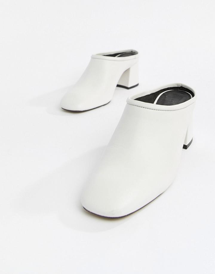 Asos Design Premium Leather Toni Mules - White