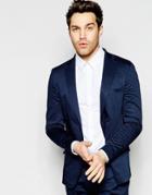 Vito Casual Cotton Suit Jacket In Skinny Fit - Navy