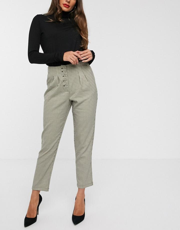 Vila Check Pants With Button Detail-multi