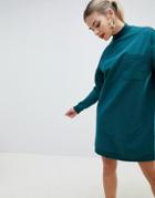 Asos Design Sweat Dress With Patch Pocket - Green
