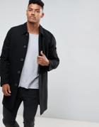 Asos Design Wool Mix Trench Coat In Black - Black