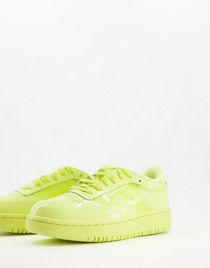 Reebok X Cardi B Club Cardi Coated Club C Double Sneakers In Lime-green