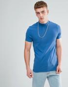 Asos Muscle Fit T-shirt With Roll Neck - Blue