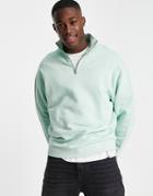 Asos Design Oversized Half Zip Sweatshirt In Green