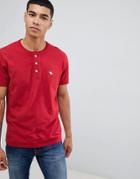 Abercrombie & Fitch Icon Logo Henley T-shirt In Red - Red