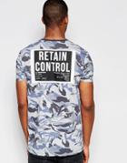 Asos Longline T-shirt In Camo Print With Patch - Green
