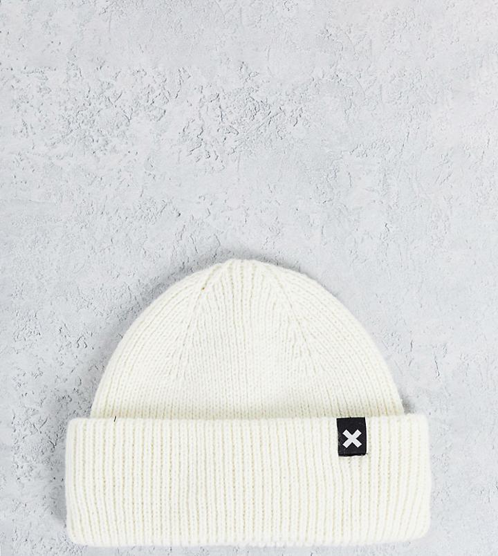 Collusion Unisex Fisherman Beanie In Ecru-white