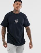 Hnr Ldn Embroidered False T-shirt In Oversized Fit - Black