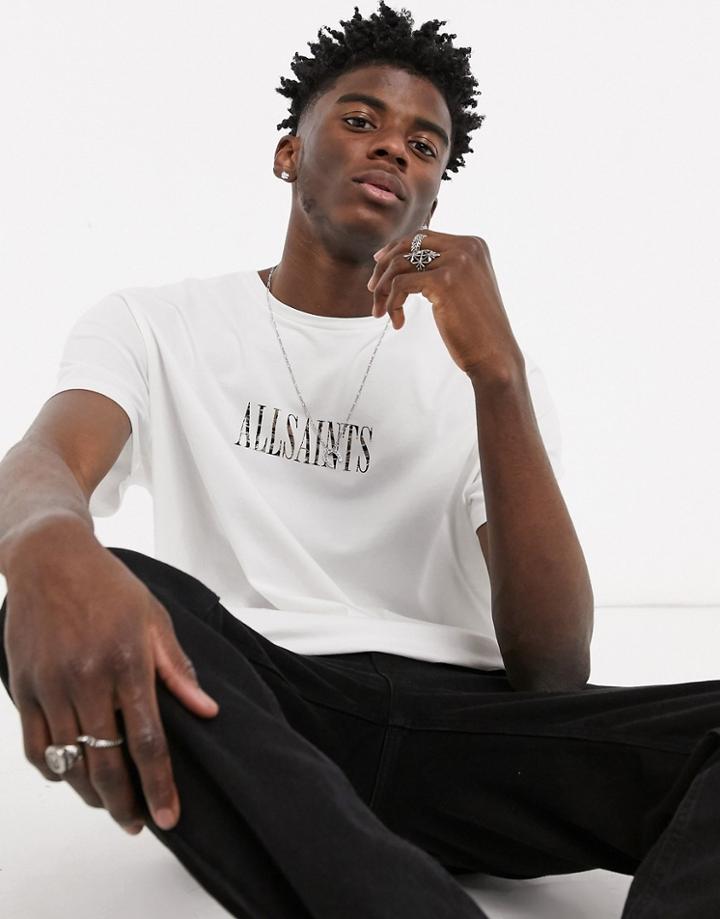 Allsaints Stamp Camo T-shirt In White