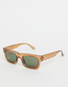 Asos Design 70's Square Sunglasses In Brown Plastic With Smoke Lens