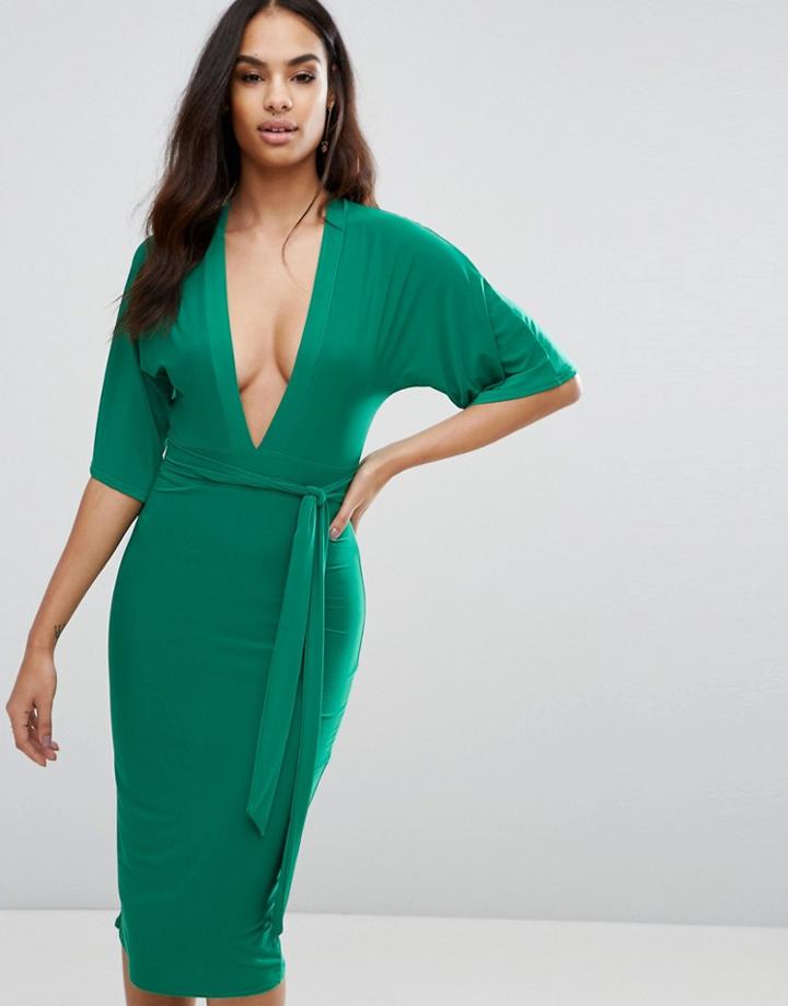 Club L Kimono Midi Dress - Green