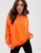 Asos Design Oversized Sweatshirt In Neon Orange - Orange