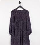 Pieces Maternity Smock Mini Dress In Navy Ditsy Floral-multi