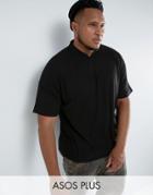 Asos Plus Oversized T-shirt With V-neck In Black - White