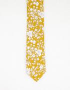 Gianni Feraud Liberty Print Floral Tie In Mustard-yellow