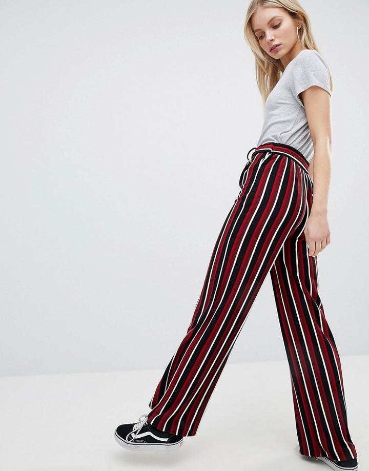 Bershka Stripe Print Wide Leg Pants - Multi