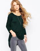 Only Long Sleeve Drop Hem T-shirt - Scarab