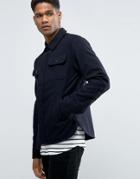 Celio Military Jacket In Wool Mix - Navy