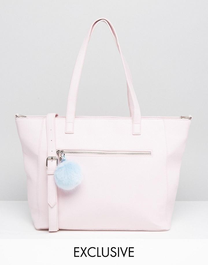 Skinnydip Exclusive Winged Tote Bag In Pink With Pom - Pink