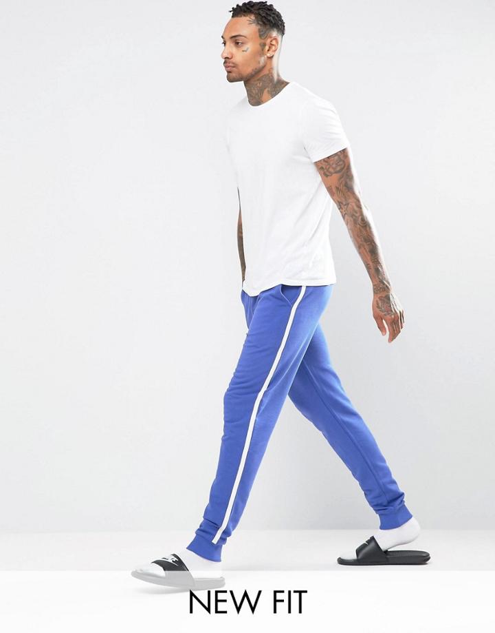 Asos Loungewear Skinny Jogger In Blue With White Side Stripe - Multi