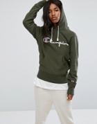Champion Pull Over Hoodie With Front Logo - Green