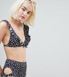 New Look Spot Frill Bikini Top-multi