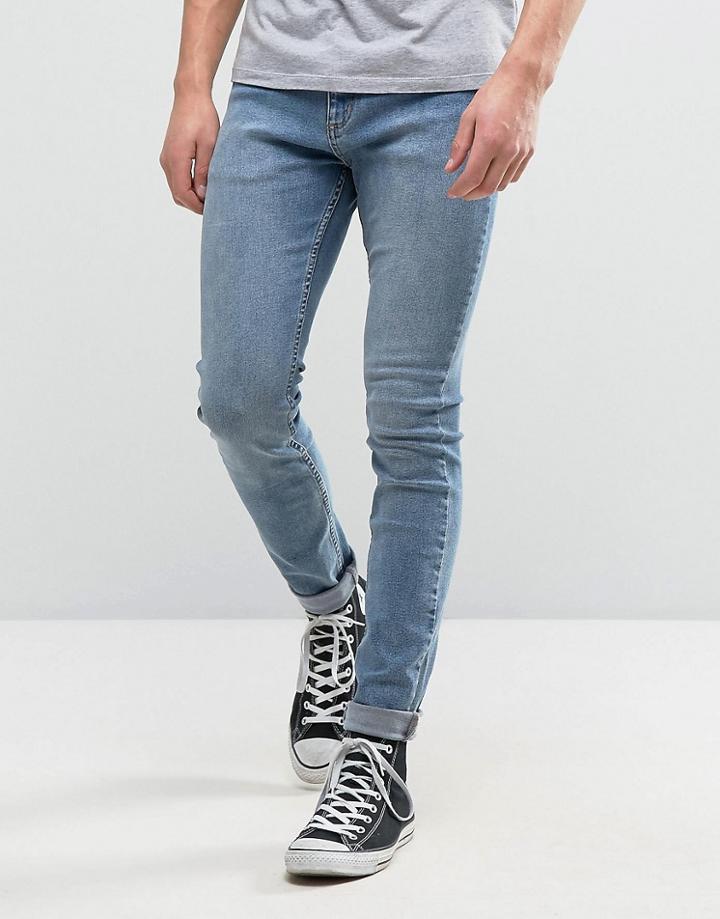 Rollas Stinger Super Skinny Fit Jean Stoned Wash - Blue