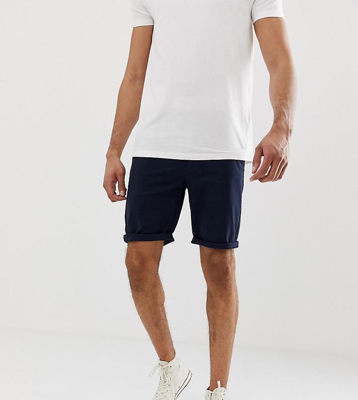 Asos Design Tall Skinny Chino Shorts In Navy