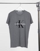 Calvin Klein Jeans Iconic Monogram Slim T-shirt In Gray-black