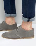 Asos Derby Shoes In Gray Suede With Piped Edging - Gray