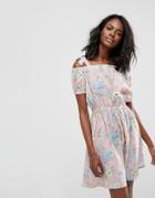 Boohoo Tie Shoulder Skater Dress - Pink